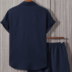 Striped Short-sleeved Shirt Breasted Lapel Suit