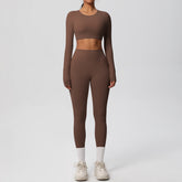 Solid Color Double-sided Nylon Brushed Nude Feel Tight Exercise Yoga Clothes Suit