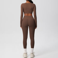 Solid Color Double-sided Nylon Brushed Nude Feel Tight Exercise Yoga Clothes Suit