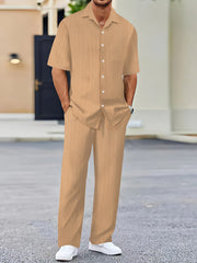 Men's Solid Color Short Sleeve Fashion Suit