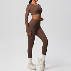 Solid Color Double-sided Nylon Brushed Nude Feel Tight Exercise Yoga Clothes Suit