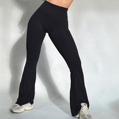 Yoga Rear Wrinkle Slim Fit Bell-bottom Pants Sports Quick-drying Sweat Absorbent Peach Hip Tight Pants
